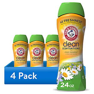 $11.46 - (4 pack) ARM & HAMMER Clean Scentsations Scent Booster, Laundry Beads Alternative, Clean Meadow scent, 24 Oz