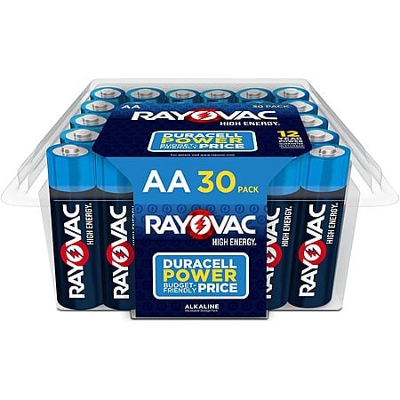 Rayovac High Energy AA Batteries (30 Pack), Double A Alkaline Batteries - $8.03 w/ Subscribe & Save Coupon - Ships FREE w/ Amazon Prime!