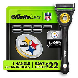 Gillette Labs NFL Pittsburgh Steelers Men's Razor, Handle + 8 Cartridges $11.91