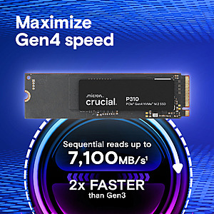 Crucial - P310 1TB Internal SSD PCIe Gen 4 x4 NVMe M.2 $106.99