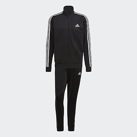 adidas men Essentials 3-Stripes Track Suit: Jacket + Pants (Black/White) $25 + free shipping