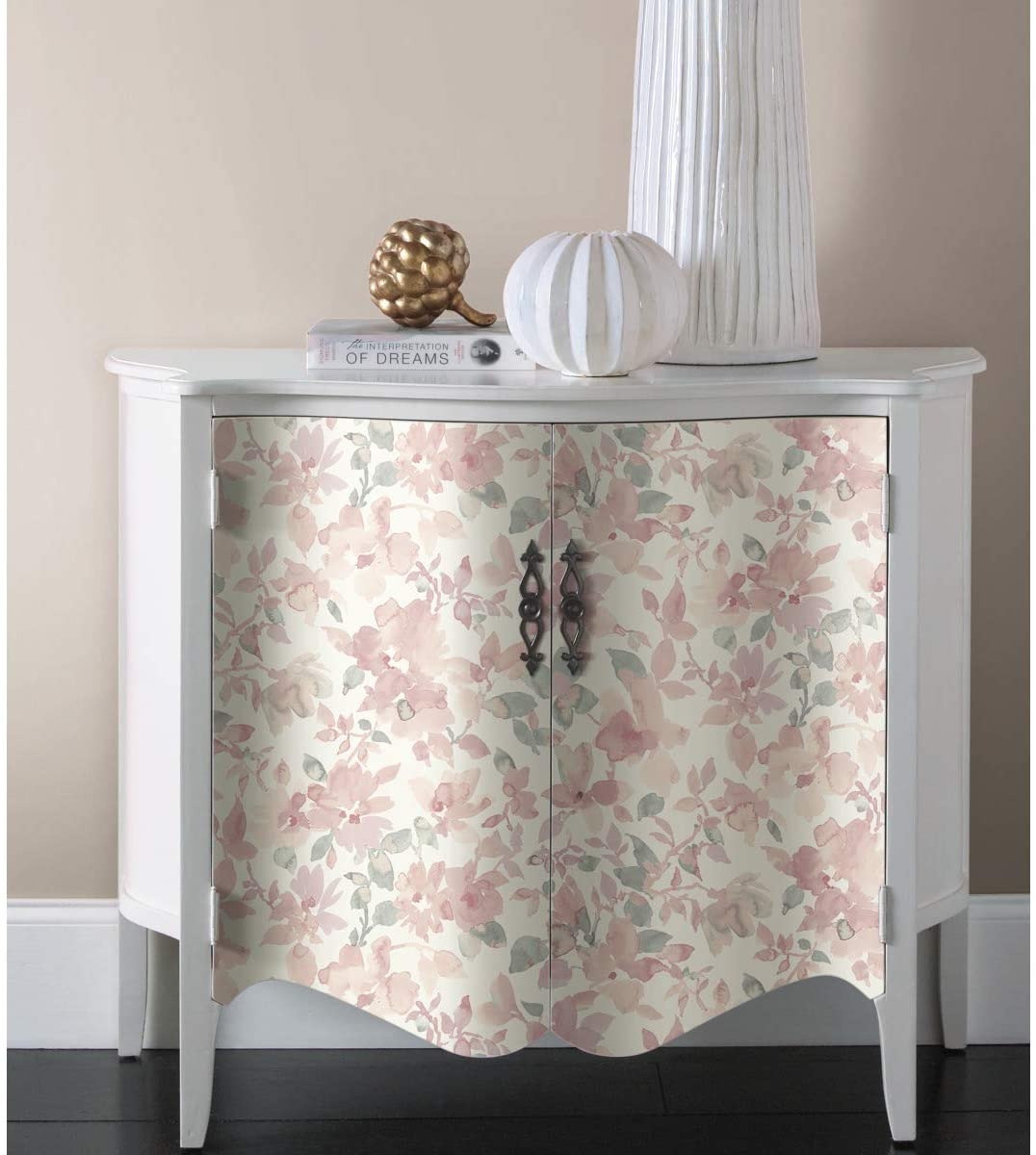 RoomMates Pink/Green Watercolor Floral Peel & Stick Removable Wallpaper $17.65 + FS w/ Walmart+ or Prime