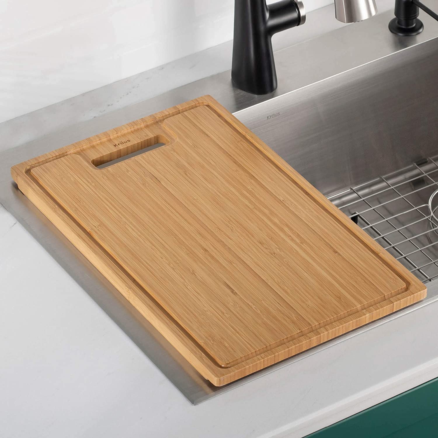 Kraus 19" x 12 1/2" Kore Over The Sink Bamboo Cutting Board $24.03 + FS w/ Prime or orders of $25+