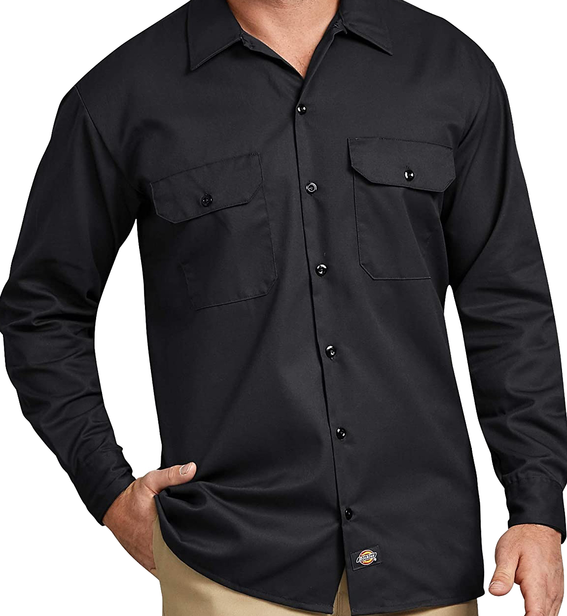 Dickies Men's Long Sleeve Work Shirt (Black): S, M, L $11 + FS w/ Prime