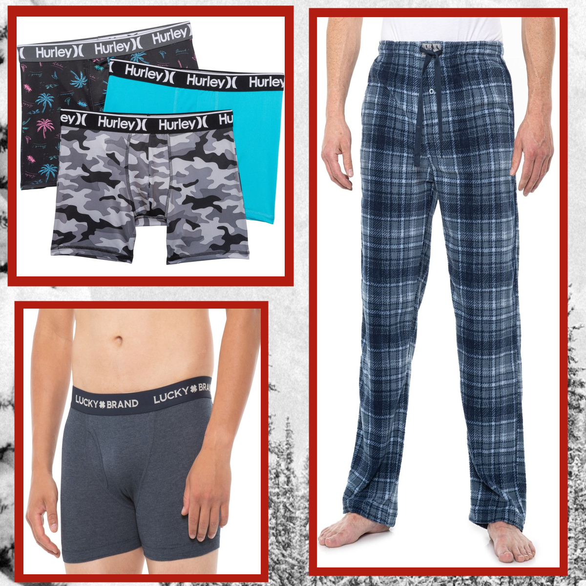 Lucky Brand Men's 3-Pack Cotton Boxer Briefs (XL), 3-Pack Hurley Regrind Boxer Briefs, or Plaid Fleece PJ Pants $10 at Sierra + Free Store Pickup