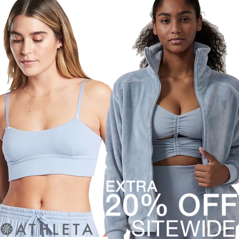Athleta Well Rested Sleep Bra $10.40, Double Cozy Karma Recover Bomber $52, Nolita Slim Tapered Crop Pant $32 + FS on $40+