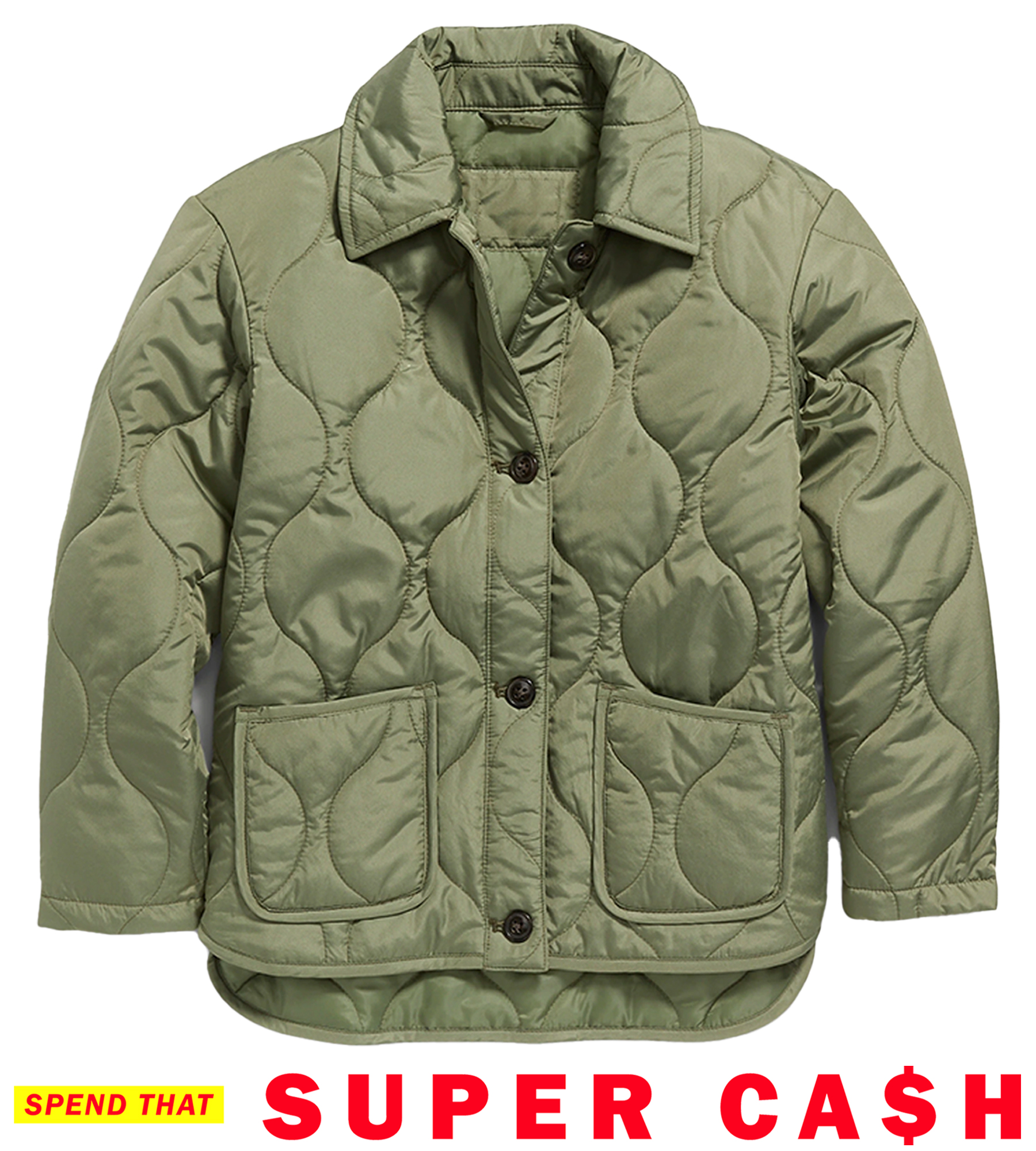 Old Navy Water-Resistant Jackets: Girls' Quilted (Button-Front or Hooded) $16, Boys' Puffer (Black) $17, Women's Short Puffer from $20 AFTER $10 Super Cash + Free store pickup