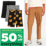 Old Navy Online: 50% Off Everything: Men's Taper Canvas Workwear Pants $7.50 &amp; More + Free Store Pickup
