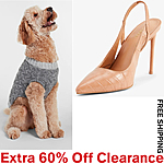 Express.com Extra 60% Off Clearance + FS (no min): Cable Knit Dog Sweater $12, Women's C/roc-Embossed Slingback $16, Men's Slim Stretch Shirt $14, Jeans $24