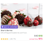 Shari's Berries: $40 Voucher for $15 ***YMMV | One Dozen Valentine's Strawberries w/ Teddy Bear via Groupon $25