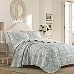Laura Ashley Felicity 3-Piece Floral 100% Cotton King Quilt Set (Soft Gray) $70.23 + Free Shipping