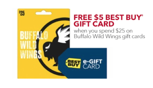 Free 5 Best E Gift Card W Purchase Of 25 Buffalo Wild Wings