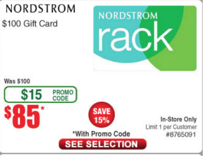 Fry's (In Store Only): $50 Steam Gift Card for $40, $100 Nordstrom Rack Gift Card for $85