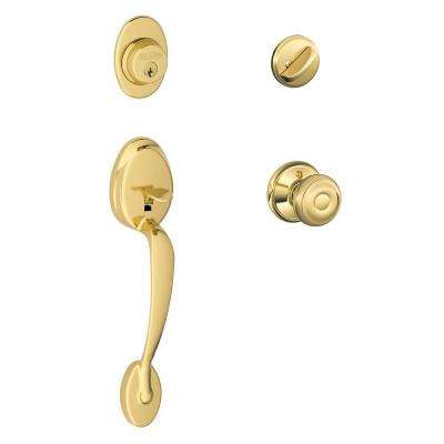 Schlage Plymouth Door Handlesets Georgian Knob Bright Brass