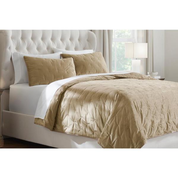 Home Decorators Collection 3 Piece Braelyn Velvet Quilt Set Queen