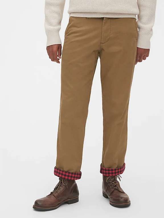 gap flannel lined khakis