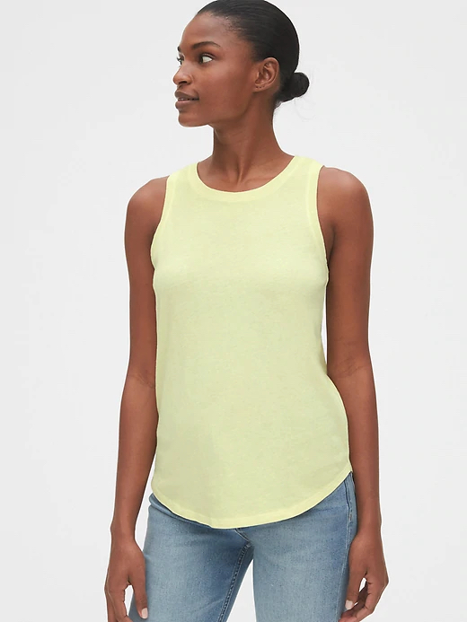 Gap: Women's Tanks $4.50, Lettuce-Edge Ribbed Henley $8.10, Apron Wide-Leg Jumpsuit $20.69, Crop Icon Cord Jacket $27 + FS on $45+