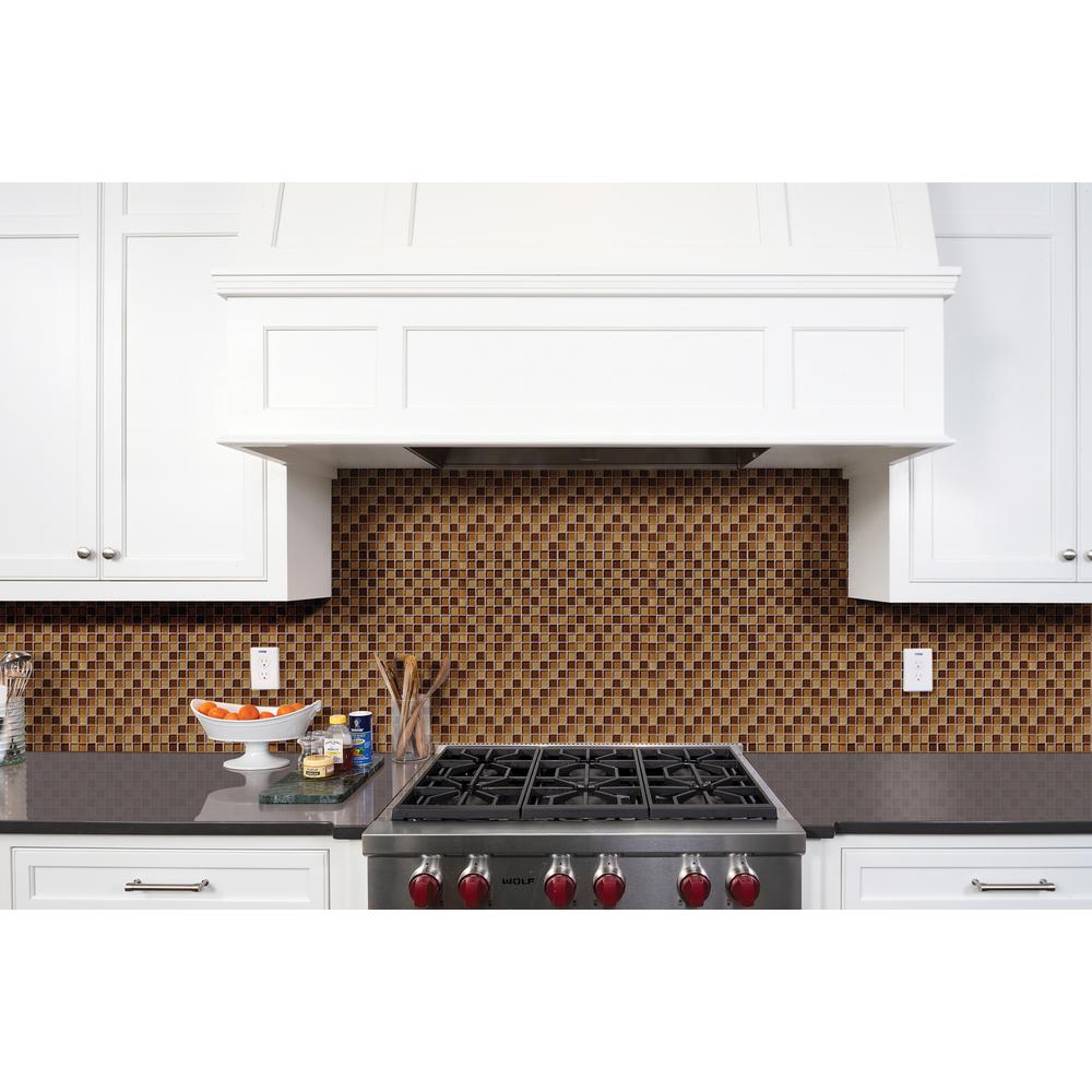 MSI 12" x 12" x 8mm Brown Polished Glass Mosaic Tile (10 sq. ft./case) $27.90 | Merola Arista Jet 17-3/4" x 17-3/4" Ceramic Tile (382.5 sq ft) $303.5 at Home Depot