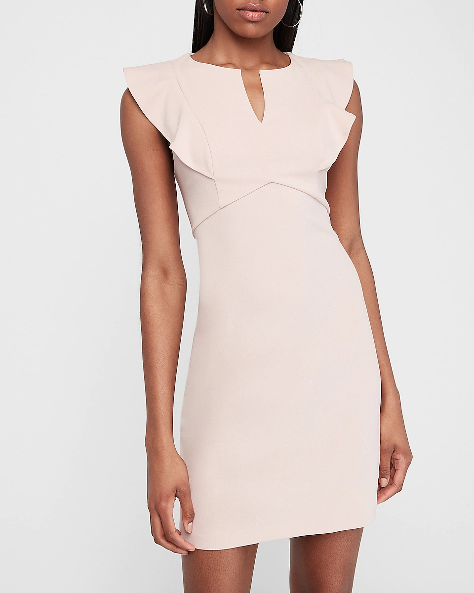 Express Com Women S Dresses Asymmetrical Or Ruffle Sleeve Sheath