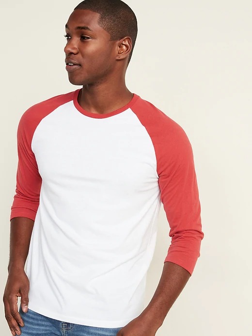 Old Navy: Men's Color-Blocked 3/4 Sleeve Baseball Tee $6.50, 3-Pack Moisture-Wicking Polos $19, Relaxed Slim Pull-On Cargo Pants $16 + Free Curbside Pickup