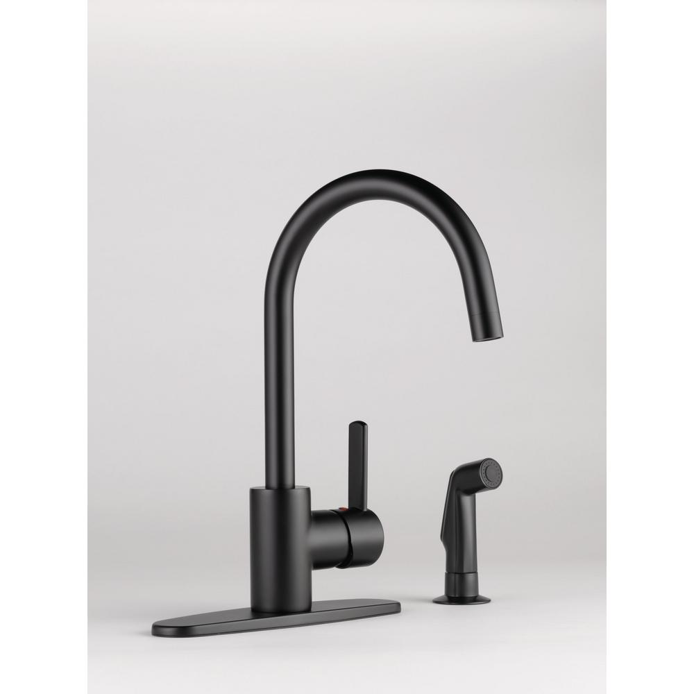 Peerless Apex Side Sprayer Faucet (Matte Black) $99, Pfister Lita Pull-Down, Glacier Bay Concealed Spray Head $119 & More at Home Depot