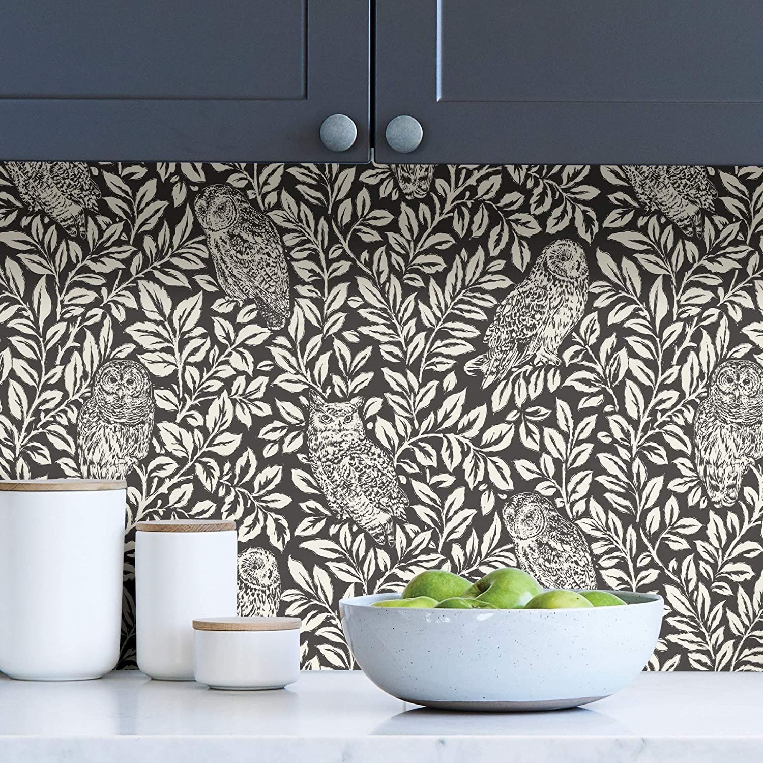 NuWallpaper Charcoal Sleepy Owls Peel & Stick Wallpaper (20.5-in x 18-ft) $8 + FS w/ Prime