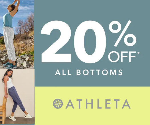 ATHLETA: Extra 20% Off Bottoms + Extra 20% Off $150+ | Brooklyn Wide Leg Crop Pant $24 & Athleta Girl Tights & Joggers $24 + Free Curbside Pickup / FS on $40+