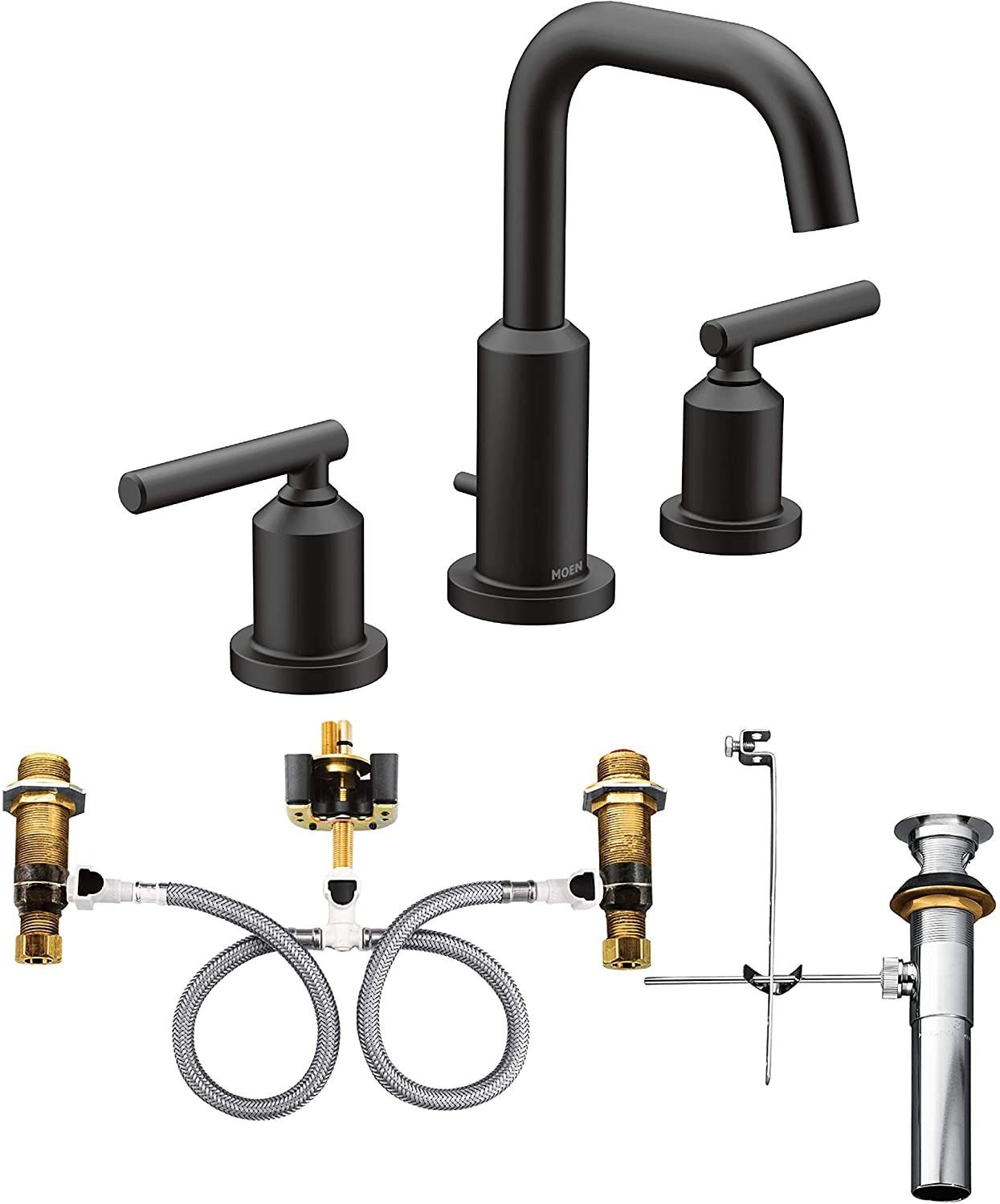 Moen Gibson Two-Handle Widespread Bathroom Faucet w/ Rough-In Valve (Matte Black) $188.85 + Free S/H