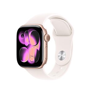 Apple Watch Series 11 [GPS 42mm] Smartwatch with Rose Gold Aluminum Case with Light Blush Sport Band - S/M. Fi