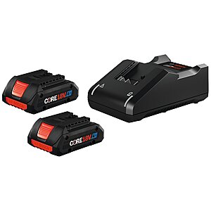 2-Pk Bosch 18V 4Ah Li-ion Batteries w/ Charger + Select Bonus Tool $179 + Free S/H
