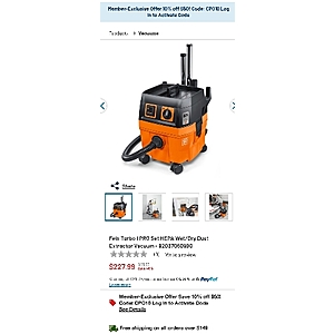 Fein Turbo I PRO Set HEPA Wet/Dry Dust Extractor Vacuum - 92037060990