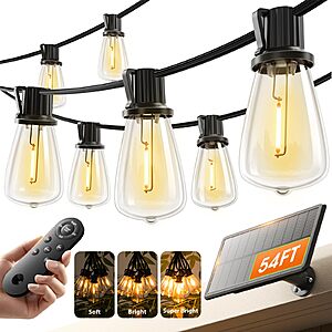 KYY 54' Outdoor Waterproof String Lights w/ USB Charging & Remote $16.99