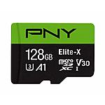 128GB PNY Elite-X Class 10 U3 V30 A1 Micro SD Memory Card $16