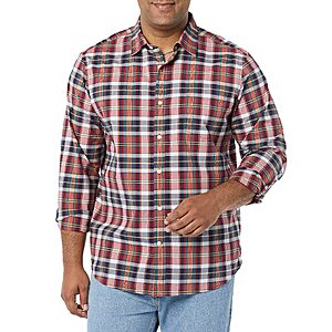 (Size: Small) Amazon Essentials Men's Long-Sleeve Regular-Fit Stretch Poplin Shirt Shirt, -Red/Multicolor, Plaid