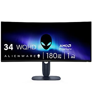 Alienware 34 Curved Gaming Monitor – AW3425DWM - 34-inch WQHD 180Hz 1ms Display, 1500R, AMD FreeSync Premium, 