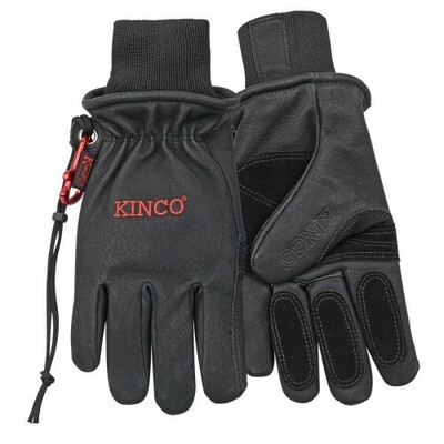 KINCO 900MAX-L LINED HEAVY DUTY PREMIUM BLACK GRAIN PIGSKIN DRIVER WITH KNIT WRIST, (Large Only) + Free Shipping $15.95
