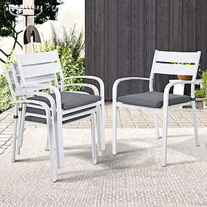 4-Piece Winston Porter Chamya Outdoor Dining Armchair Set w/ Cushions $97.99 + Free Shipping