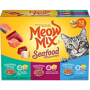 12-Pk 2.75-Oz Meow Mix Wet Cat food (2 Varieties) from $4.45 w/ S&S