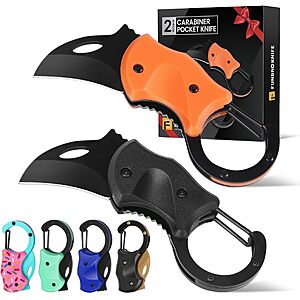 2-Pack 3.94" FUNBRO Stainless Steel Folding Pocket Knives Black & Orange $7.49 ($3.75 Each) + Free Shipping w/ Prime or on $35+