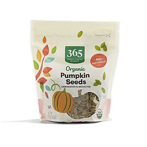 8-Oz 365 by Whole Foods Market Organic Pumpkin Seeds $3.60 w/ S&S + Free Shipping w/ Prime or on $35+