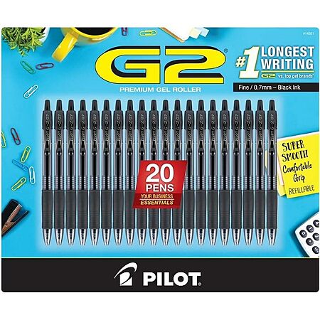 20-Pack Pilot G2 Premium Fine Point Rolling Ball Gel Pens (Black/0.7mm) $16.90 + Free Shipping w/ Prime or on $35+
