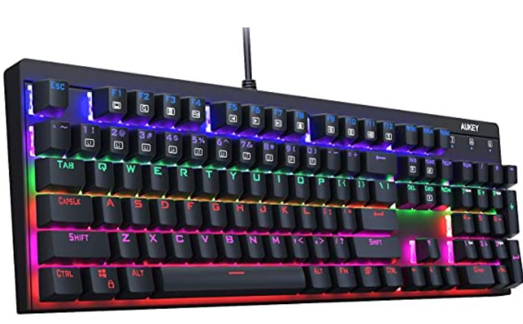 Aukey 104 Key LED Backlit Mechanical Keyboard with Red or Blue switches $29.99