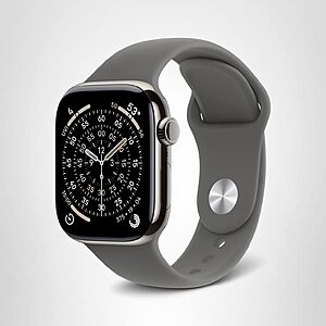 Apple Watch Series 11 [GPS + Cellular 42mm] Smartwatch with Natural Titanium Case with Stone Gray Sport Band - S/M $514.97