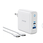 Anker - PowerPort PD 60W GaN Fast Charger and USB-C to C Cable 6ft for Macbook and Mobile Devices - White $24.99