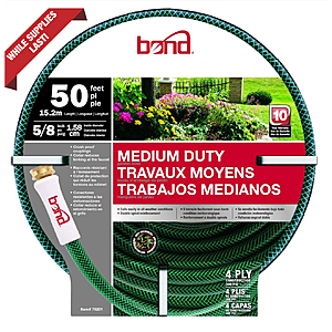 Menards in-store pickup - 50' Bond Medium Duty Garden hose, plus $1.23 rebate credit $11.22