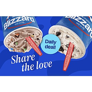 Dairy Queen Daily Offer: Blizzard Treat (Various) Buy 1, Get 1 for $1 (Valid thru 8/30)