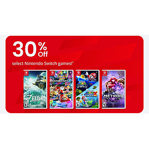 Gamestop - 30% off select Nintendo Switch games (physical), Mario Kart 8 Deluxe, The Legend of Zelda: Tears of the Kingdom, Super Mario Bros. Wonder,  Metroid Prime 4: Beyond, more