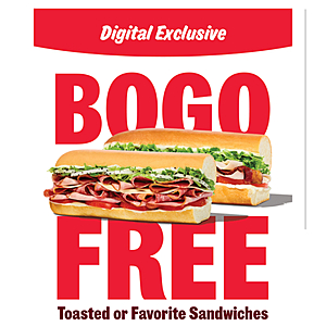 Jimmy John's Restaurant: Any Jimmy John's Toasted or Favorite Sandwich/Subs B1G1 Free (Valid thru 10/12)
