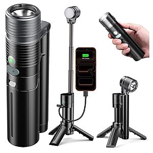 AsFrost 2-in-1 Rechargeable LED Camping Flashlight Light (Black)