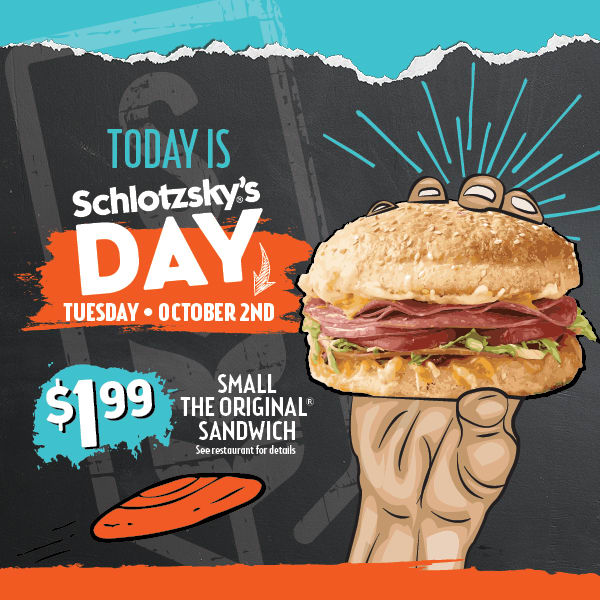 Small "The Original" Sandwich ~ $1.99 @ Schlotzsky's ~ 10/2/18 Only